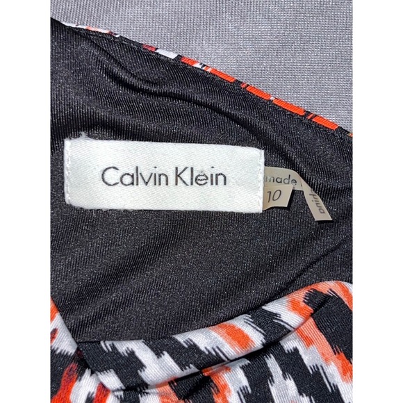 Calvin Klein Womens Multi Color Geometric Ikat Drape Neck Sheath Dress Size 10 - Picture 7 of 8